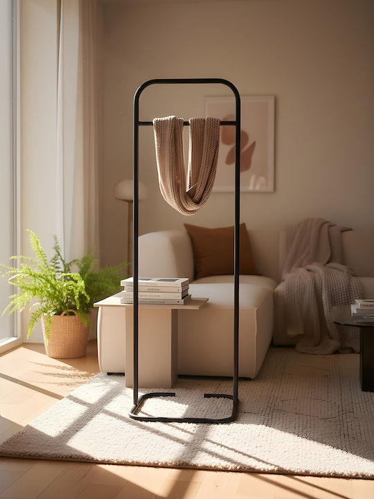 SteweHome Κρεμάστρα Δαπέδου από Μέταλλο Μαύρη 44x44x123cm
