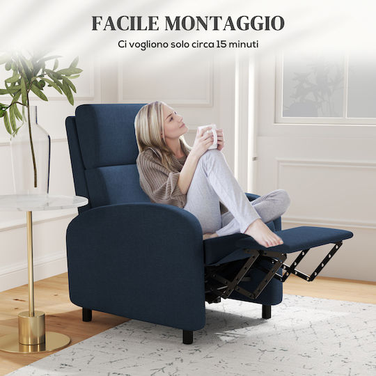 Relax Armchair with Footstool Blue 64x86x102cm