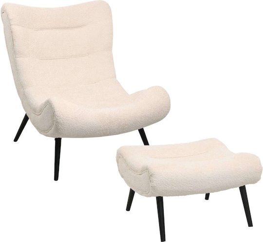 Polstersessel mit Fußhocker Ecru 97x80x100cm