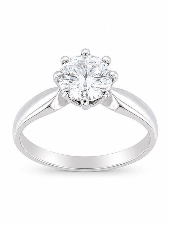 Ηώς Γυναικείο Δαχτυλίδι με Ζιργκόν από Λευκόχρυσο 9Κ