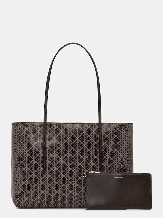 Calvin Klein Emblem Aop Women's Tote Handbag Brown