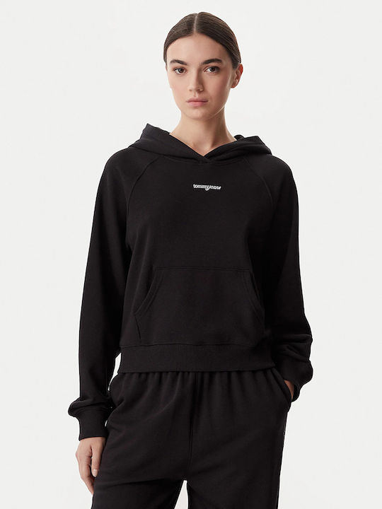 Tommy Hilfiger Φούτερ Μαύρο με Κουκούλα