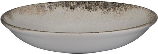 Kutahya Porselen Rustiground Deep Serving Plate Made of Porcelain Yellow with Diameter 21cm