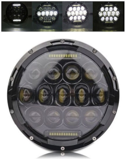 Универсален 7 Инча 18см LED Фар Халоген 12v-24v Къс Дълъг Лъч DRL Дневни Светлини Бели 4000lm ATV Jeep Мотоциклет