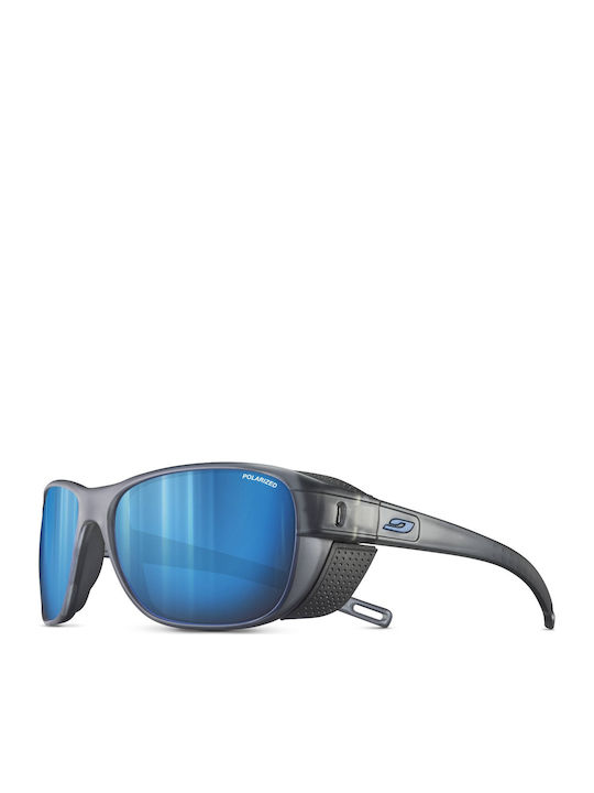 Julbo Camino Unisex Sunglasses with Gray Horn-Rimmed Frame and Blue Lens O5019414