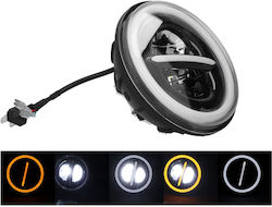 Universal 7 Inch 18cm Led Headlight Lamp Halogen 12v-24v Low High Beam Drl Daytime Running Lights Turn Signal White-yellow 7500lm Atv