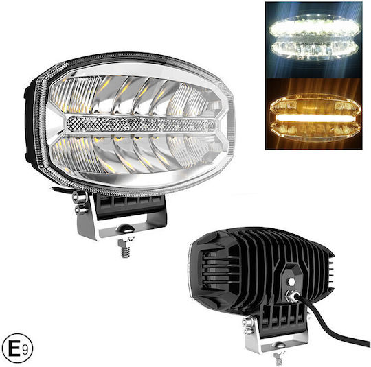 Far Led 80w Gheață Diodă Halogen Trei Funcții Efect Neon Alb-galben Portocaliu 5800lm 12v 24v E-mark