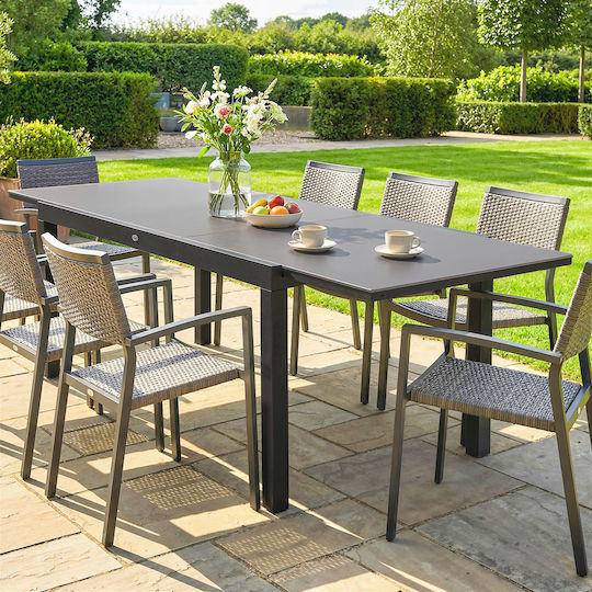 Extendable Aluminum Table Black 240x90cm