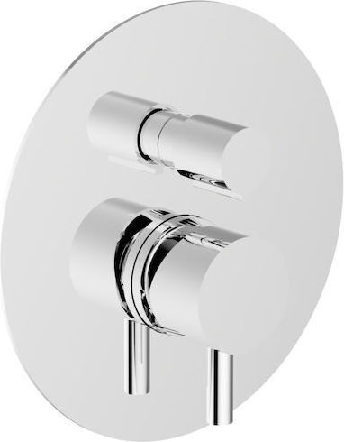 Ottone Meloda Built-In Faucet Mixer for Shower 3 Exits Silver