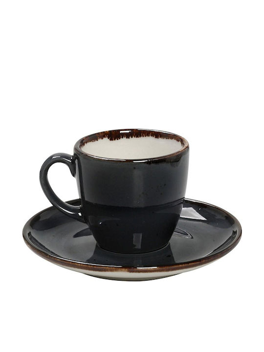 Espiel Terra Set Tassen Kaffee aus Porzellan Grau 90ml 6 Stück