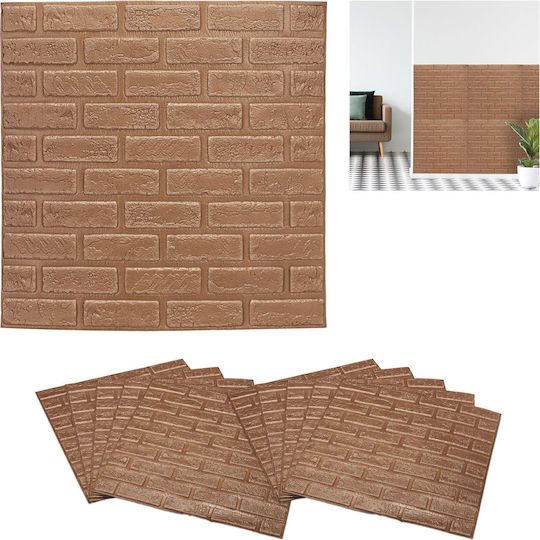 Panouri Decorative 3D Din Spumă Maro 70x70x0.5cm 10 Bucăți