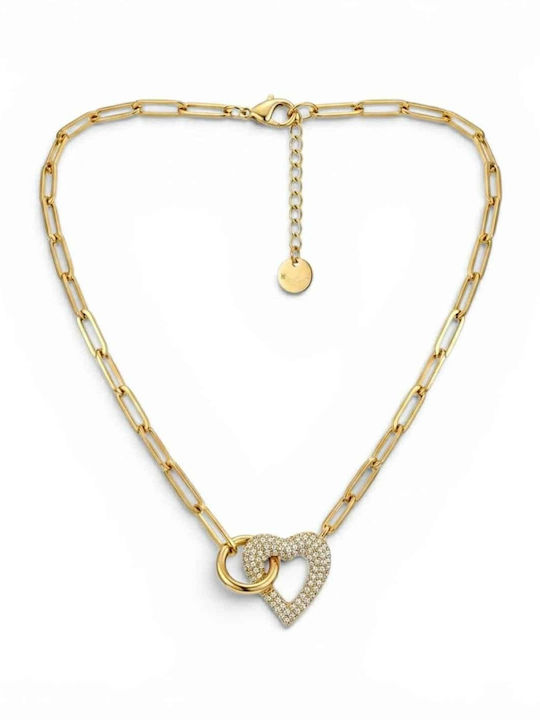 Rebekka Heart Design Necklace Made of Gold Plated Steel