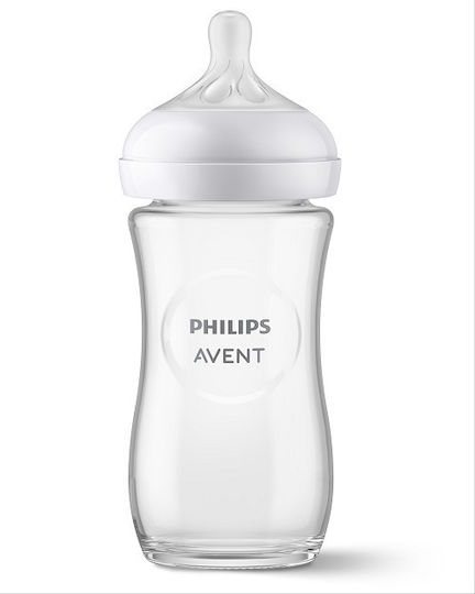 Philips Γυάλινο Μπιμπερό Natural Response Κατά των Κολικών με Θηλή Σιλικόνης για 1+ μηνών Διάφανο 240ml