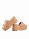 Platforme Late Suede Fază Aurie Inel Bej