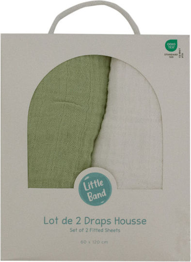 Little Band Set Baby Crib Cotton Fitted White Sheets 60x120cm 2 Pieces
