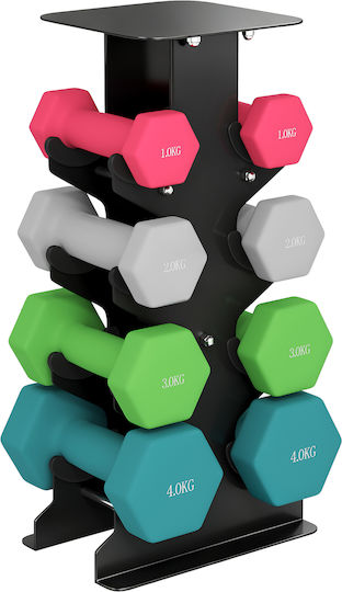Sportnow Set of Hexagon Dumbbells Made of Plastic 8 Pieces Total Weight 20kg