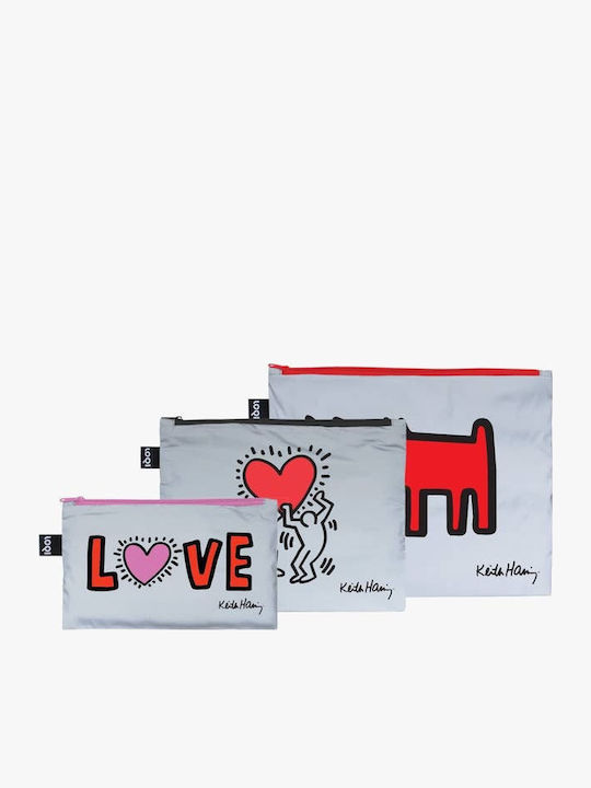 Σετ Τσαντάκια Ανακυκλωμένα Keith Haring Dog Heart Love Reflective Zip Pockets Σετ Τσαντάκια Ανακυκλωμένα Keith Haring Dog Heart Love Reflective Zip Pockets