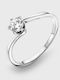 Vogue Single Stone Ring Made of Silver with Diamond & Zircon
