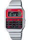 Casio Digital Womens Watch 43mm Battery with Red Metal Bracelet