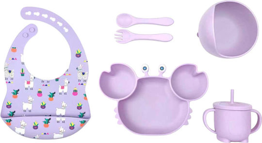 Queen Mother Feeding Set Purple Llama Silicone Purple 6pcs