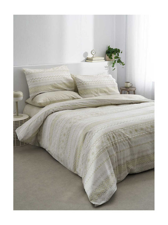 Vesta Home Elea 1 Set Bed Sheets King Size with Rubber Hugger 240x270+35cm Beige 4 Pieces