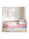 Ein Einzelbett Mit Samt Rosa Mit Lattenrost Und Matratze 90x200cm