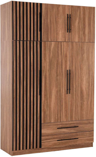 Тройна Гардероб Със Склад Черен 150x55.5x240cm