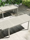 Outdoor Aluminum Extendable White Table 225x85x75cm
