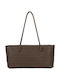 Gallantry Damen Geflochtene Tote Tasche Lederoptik Doppelter Langer Griff Dunkelbraun