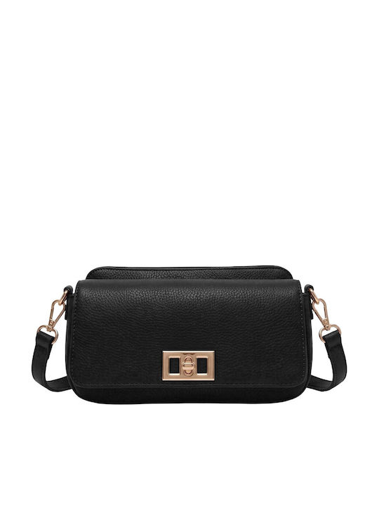 Gallantry Women's Crossbody Bag Pebbled Leather Effect Metal Clasp Black