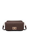 Gallantry Women's Crossbody Bag Pebbled Leather Effect Metal Clasp Dark Brown