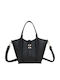 Gallantry Tote Bag Women Grained Leather Effect Jewel Clasp Strap Black