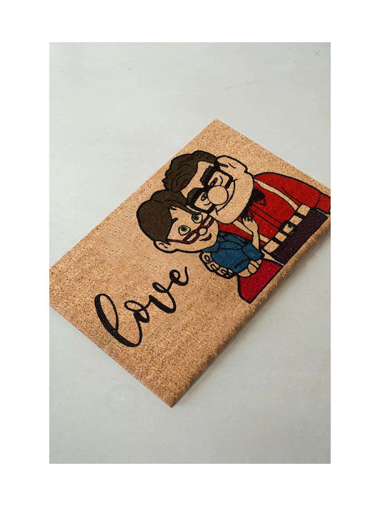 SteweHome SteweHome Red Coconut Tree Doormat with Non-Slip Underlay 60x40cm