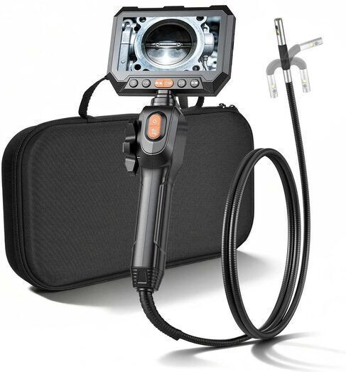 Cameră Endoscopică Ecran Articulat 180° Zoom 8x Ecran Hd Ips 5" Lentilă Dublă 8+1 Led Ip67 Cablu 1.5 M