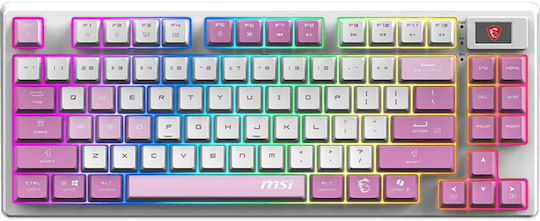 MSI Forge Gk600 Ασύρματο Gaming Μηχανικό Πληκτρολόγιο Tenkeyless με RGB φωτισμό (Αγγλικό US) Ροζ