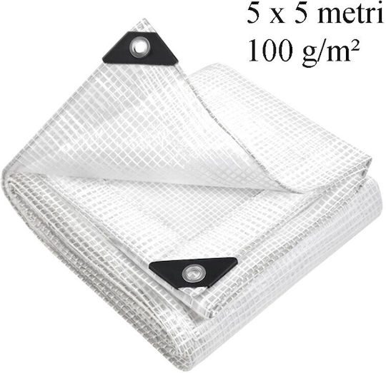 Pânză De Acoperire Rotundă Reinforced Impermeabilă 100gr/m² Cu Diametru 5m Tip De Lumină Gri