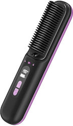 Avizar Cordless Ceramic Straightening Brush Rechargeable Anti-scald Comb Black