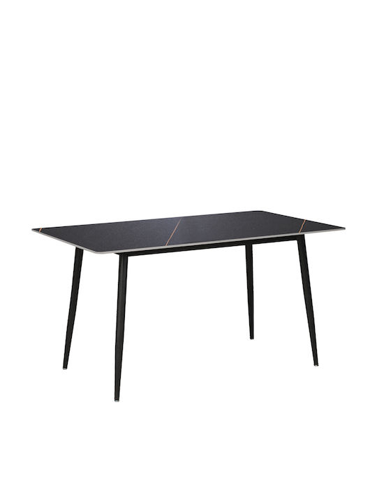 Gustas Dining Table with Marble Surface Black 120x80x76cm