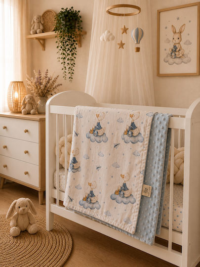Grandes Suenos Pătură Pepinieră Swaddling 100% Bumbac Albastru Deschis 75x100cm