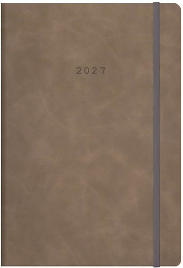 Next Daily Agenda Flexi 2027 Brown Leather 17x25cm with Personalization