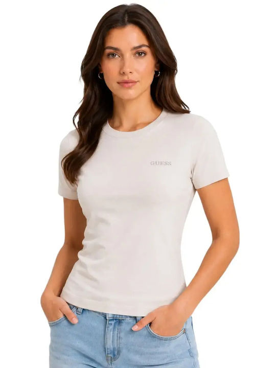 Guess Γυναικείο T-shirt Εκρού
