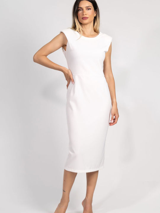 BelleFille Summer Midi Dress Sleeveless White
