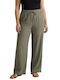 Women's Pantaloons with Elastic Band in Loose Fit Olive