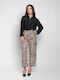 Women's Satin Trousers Leopard Brown