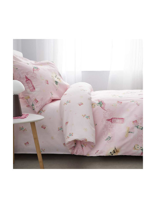 Vesta Home Kids Sheets Single Cotton Pink Set 170x260cm 3 Pieces