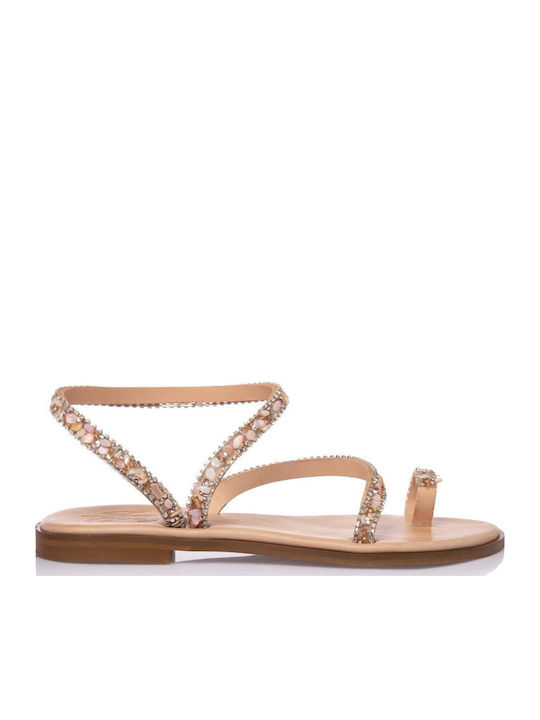 Sante Leather Women's Flat Sandals Rose Gold