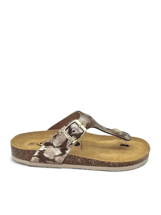 Plakton Leder Flache Sandalen für Damen Braun