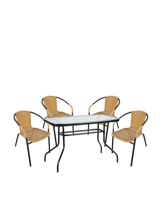 Set Dining de Exterior Vulcan 5 Piese Negru