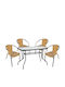 Outdoor Dining Set Vulcan 5pcs Black