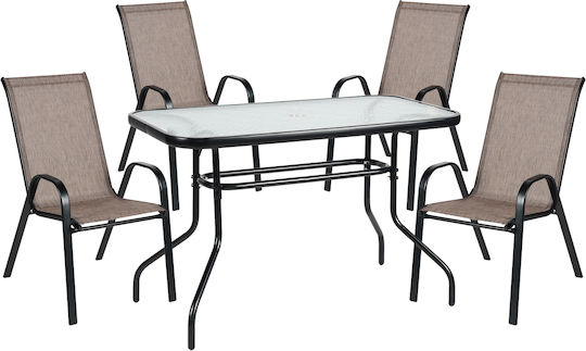 Set Dining Exterior Vulcan 5 Piese Negru